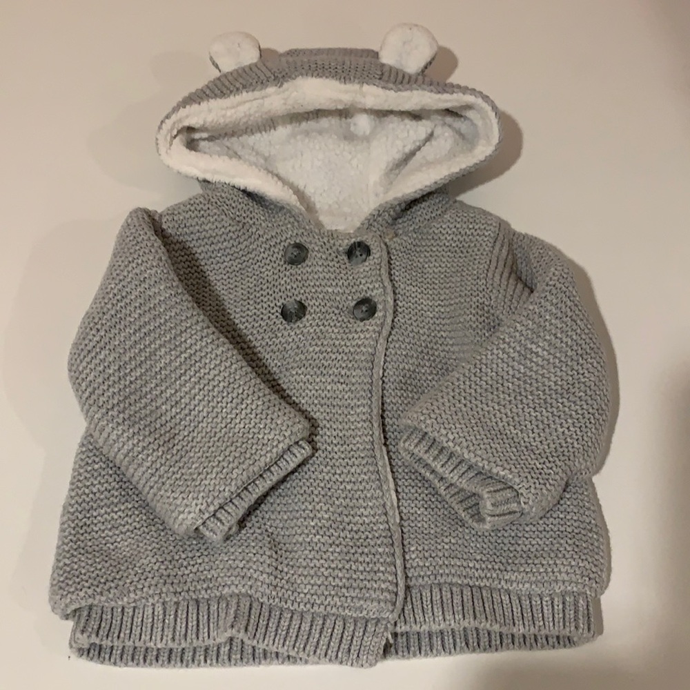 Carter’s baby’s grey knit hooded sweater.